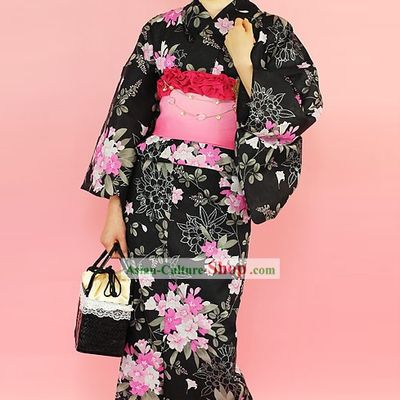 Japanese Yukata Kimono Dress and Geta Sandal Complete Set for Women