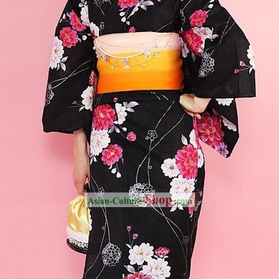 Japanese Yukata Kimono Costume Complete Set for Women