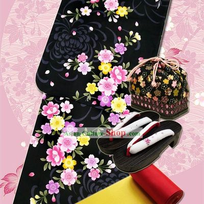 Japanese Yukata Kimono Clothing Complete Set for Women