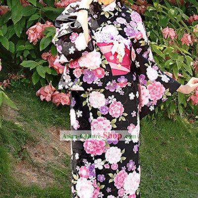 Japanese Yukata Kimono Dress Complete Set for Women