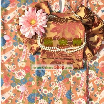 Traditional Japanese Furisode Kimono Complete Set for Women