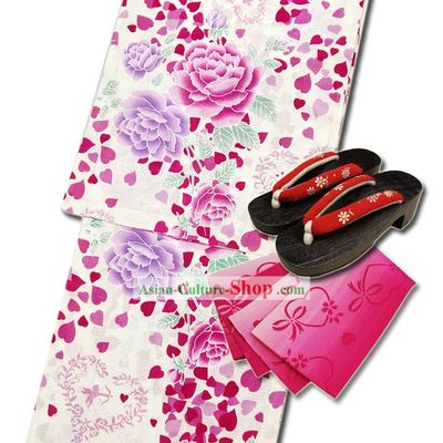 Japanese Yukata Kimono Complete Set for Women