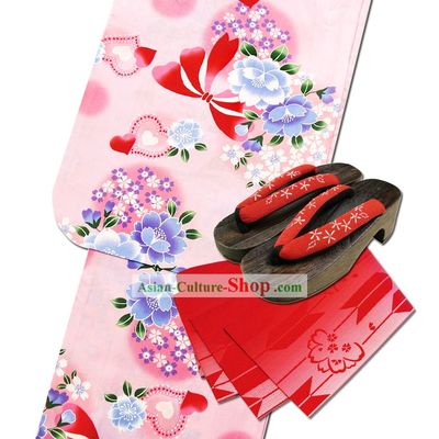 Traditional Japanese Yukata Kimono Complete Set for Women