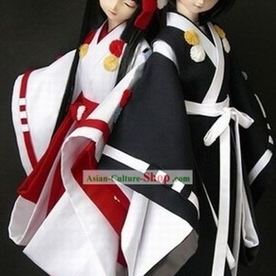 Traditional Japanese Kimono Dresses 2 Sets for Men and Women
