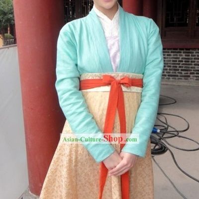 Ancient Chinese Palace Maid-in-waiting Costumes and Hair Decoration Set