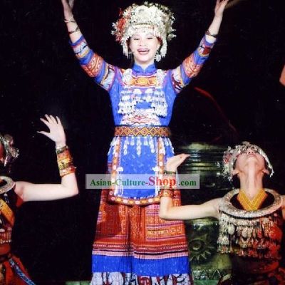 Chinese Miao Dance Costumes and Hat Full Set
