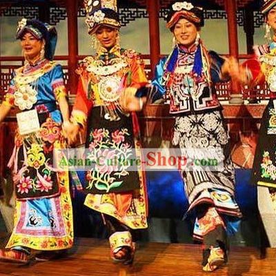 Chinese Qiang Ethnic Minority Clothing and Hats 5 Sets