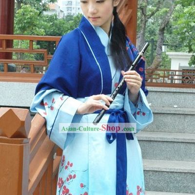 Ancient Chinese Instrumentalist Plum Blossom Clothing Full Set for Women