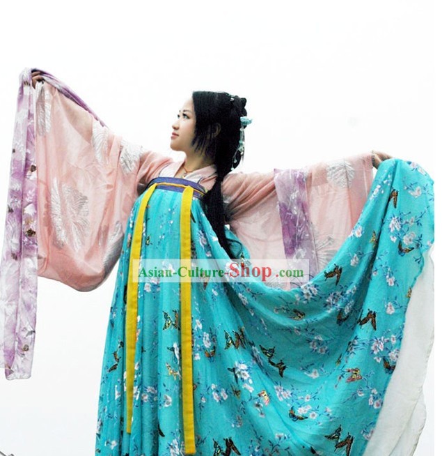 Chinese Tang Dynasty Silk Robe Hanfu Clothing Complete Set