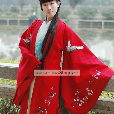 Traditional Chinese Lucky Red Cranes Wedding Dress