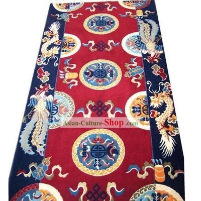 Traditional Tibetan Dragon and Phoenix Rug