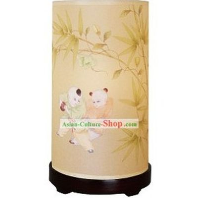 Chinese Hand Painted Silk Palace Reading Lamp
