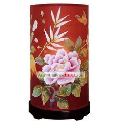 Traditional Chinese Hand Painted Silk Desk Lamp