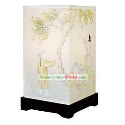 Chinese Hand Painted Silk Palace Floor Lantern