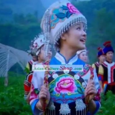 Chinese Ayouduo Folk Minority Clothing and Hat Set