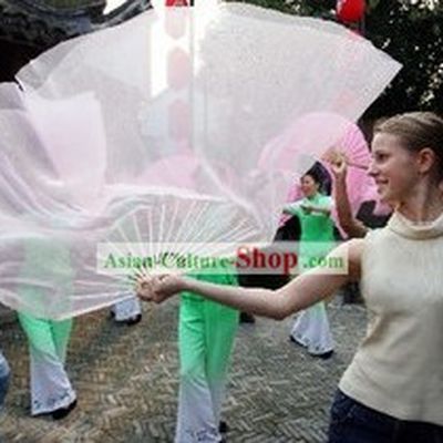 Long Chinese White Dance Fan