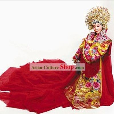 Ancient Chinese Empress Wedding Dress and Phoenix Crown Complete Set