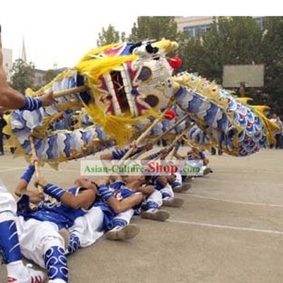 Chinese Peking Blue Dragon Dance Costumes Complete Set