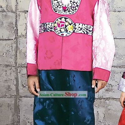 Traditional Korean Hanbok and Hat for Male Kids