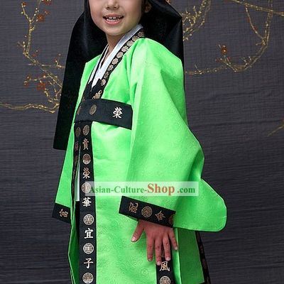 Ancient Korean National Costumes and Hat for Boys