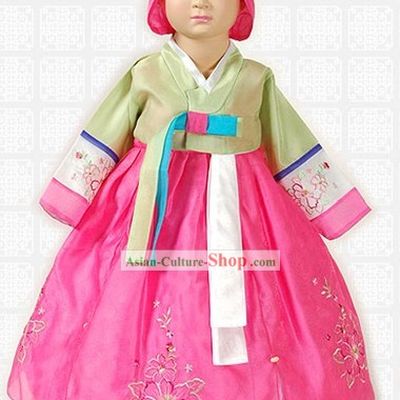 Traditional Korean Ceremonial Hanbok and Hat Complete Set
