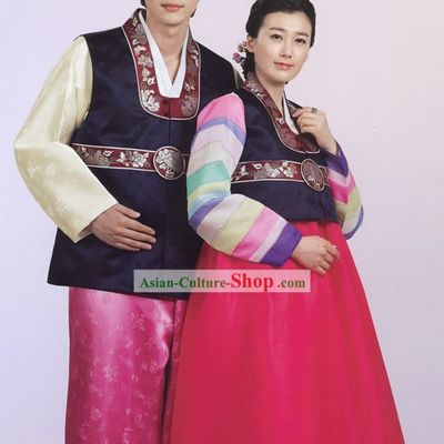 Traditional Korean Couple Hanbok Clothing 2 Sets