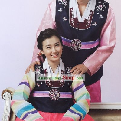 Traditional Korean Couple Hanbok Clothing 2 Sets