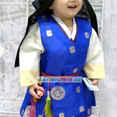 Traditional Korean Birthday Ceremony Hanbok and Hat Set