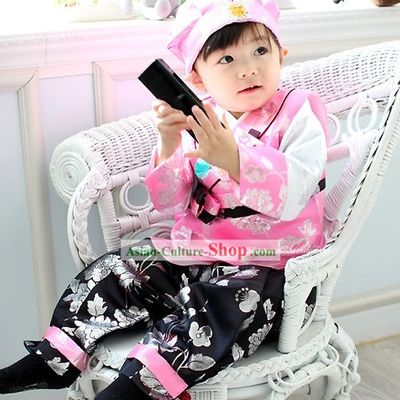 Traditional Korean Children Birthday Ceremony Hanbok and Hat Set