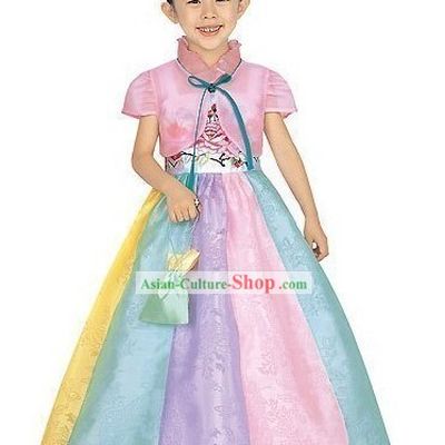 Traditional Korean Children Girl Modern Hanbok Clothing