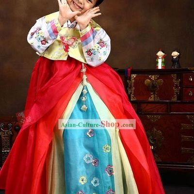 Traditional Korean Children Girl Ethnic Hanbok Clothing