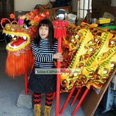 Traditional Chinese Golden Armor Dragon Dance Costume Complete Set for Children