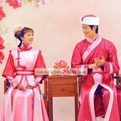 Chinese Wedding Dress and Hat Two Sets for Men and Women