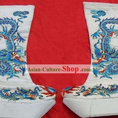 Chinese Peking Opera Wusheng Embroidered Dragon Boots