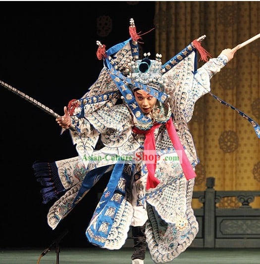 Peking Opera Da Kao Armor Costumes and Hat Set for Men