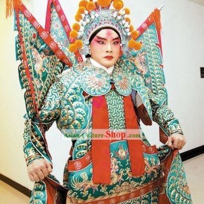 Chinese Peking Opera Wusheng Da Kao Armor Costumes Full Set
