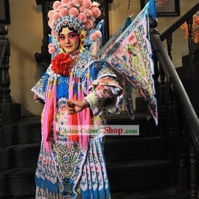 Chinese Peking Opera Da Kao Armor Costumes and Helmet Full Set for Women