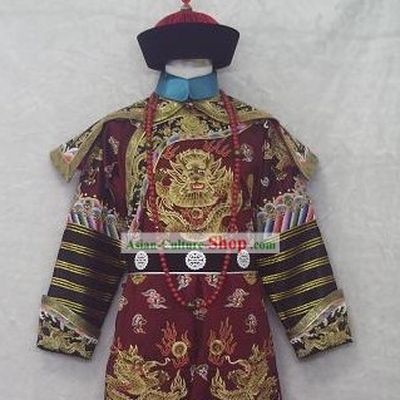 Chinese Qing Dynasty Governor Costumes and Hat for Men