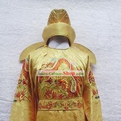 Chinese Tang Dynasty Emperor Dragon Clothing and Hat Full Set