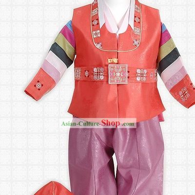 Korean Hanbok Costume and Hat for Boys