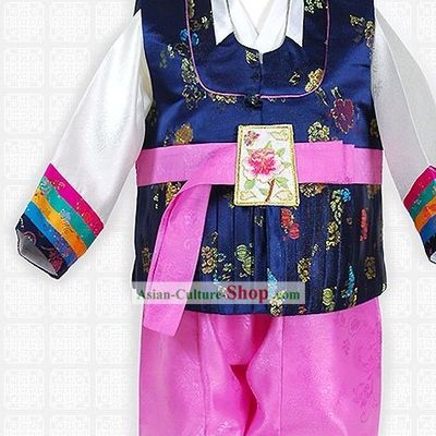 Korean Kids Hanbok Costume and Hat Complete Set