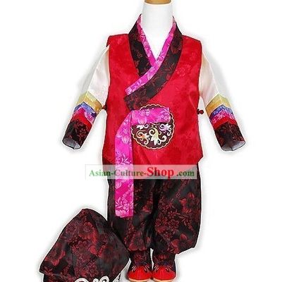 Traditional Korean Hanbok Costumes and Hat Complete Set
