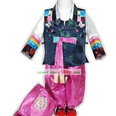 Traditional Korean Hanbok Costumes and Hat Complete Set