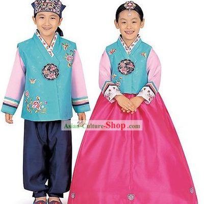 Traditional Korean Children Hanbok 2 Sets for Boys and Girls