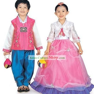 Traditional Korean Children Hanbok 2 Sets for Boys and Girls