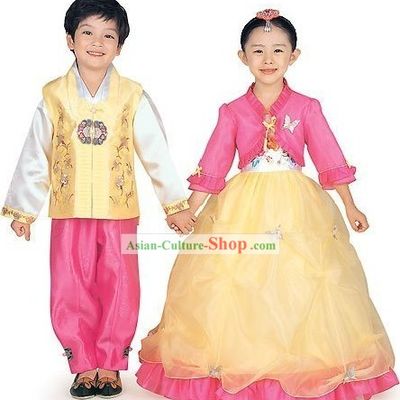 Traditional Korean Children Hanbok 2 Sets for Boys and Girls
