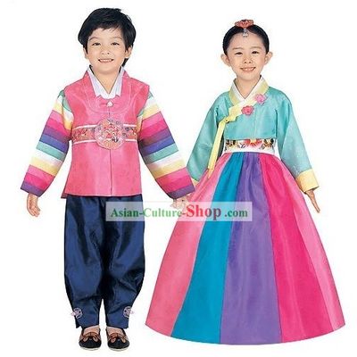 Traditional Korean Children Hanbok 2 Sets for Boys and Girls