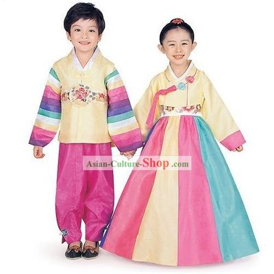Traditional Korean Children Hanbok 2 Sets for Boys and Girls