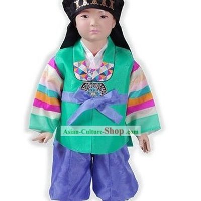 Korean Classical Boys Hanbok Clothing and Hat Complete Set