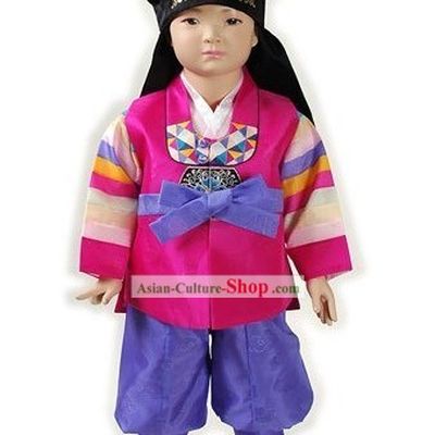Korean Classical Baby Hanbok Clothing and Hat Complete Set